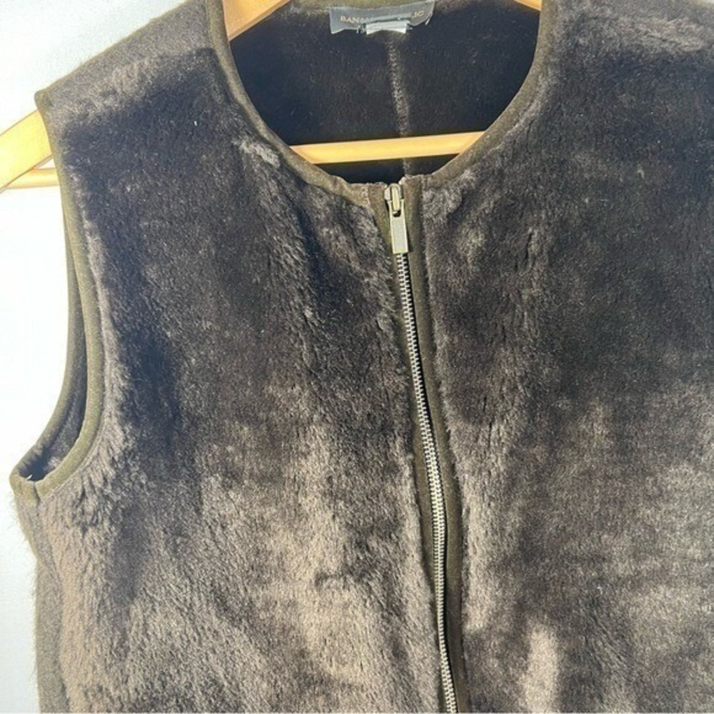 Banana Republic dark brown faux fur vest Size Small Vintage - Picture 6 of 7